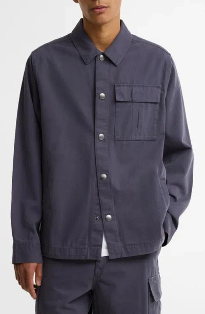 Barbour Wetheral Cotton Canvas Overshirt In Blue