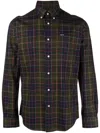 Barbour Kyeloch Cotton Herringbone Tartan Tailored Fit Button Down Shirt In Green