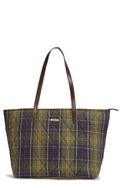 Barbour Wetherman Quilted Tartan Tote In Multi