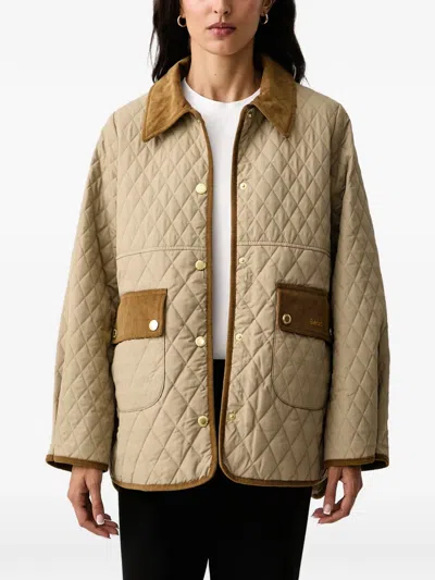 Barbour Whickham Quilted Corduroy-collar Jacket In Neutral