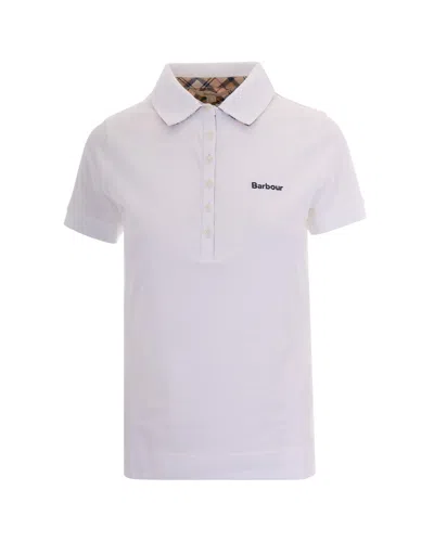 Barbour White Logo Shirt Collar Polo