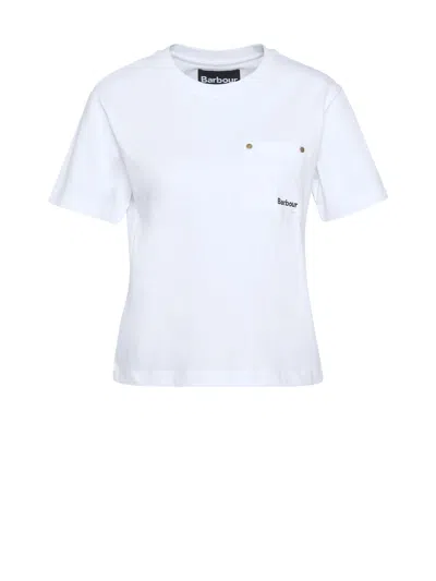 BARBOUR BARBOUR WHITE T-SHIRT WITH LOGO