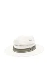 Barbour Fedora Hat With Strap Detailing And Wide Brim In White