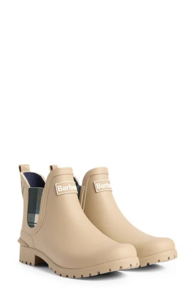 Barbour Plaid Panel Short Rain Boot In Neutral