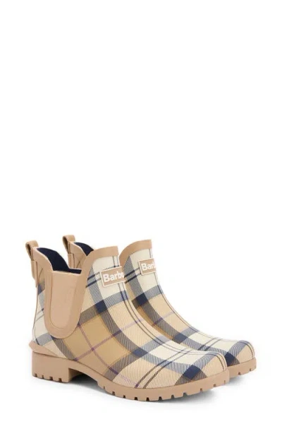 Barbour Wilton Plaid Chelsea Rain Boot In Brown