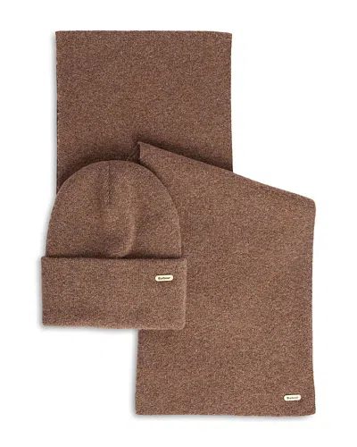 Barbour Winona Knit Scarf & Beanie Gift Set In White