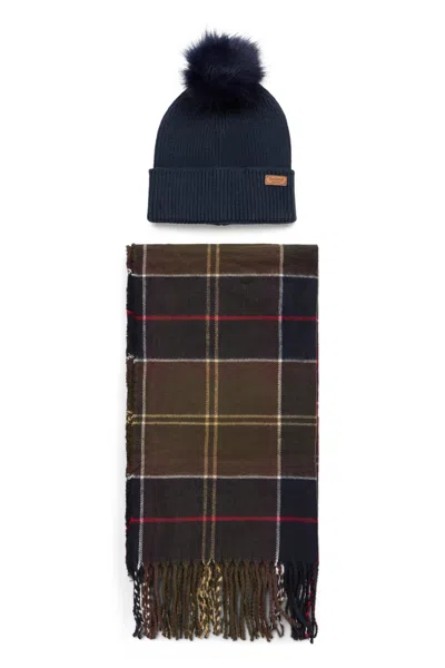 Barbour Winter Accessories Set: Hat And Scarf In Transparent