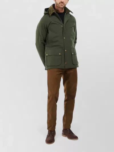 Barbour Winter Ashby Hooded Jacket Front Pockets In Green