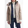 Barbour Winter Beadnel Hooded Coat In Sand Dune Beige/classic