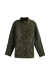 Barbour Winter Defence Waxed Multi-pocket Jacket In Green