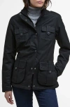 Barbour Winter Defense Water Reistant Waxed Cotton Jacket In Black