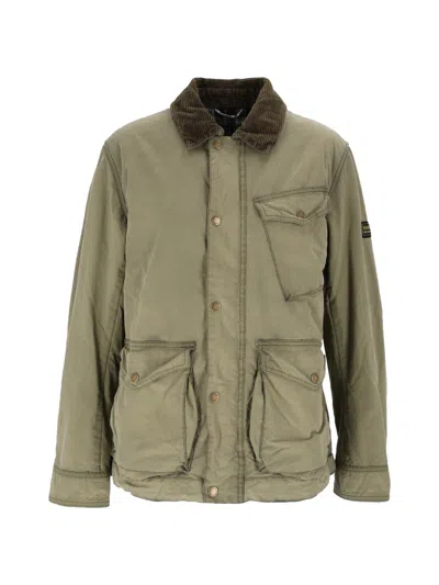 Barbour Winter Drifter Washed-wax Jacket In Green