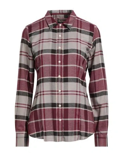 Barbour Winter Tartan Woman Shirt Burgundy Size 10 Cotton, Polyester In Multi