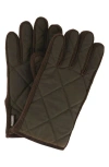 Barbour Winterdale Wax Cotton Gloves In Green