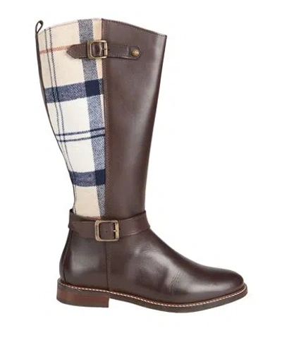 Barbour Woman Boot Dark Brown Size 10 Leather, Textile Fibers