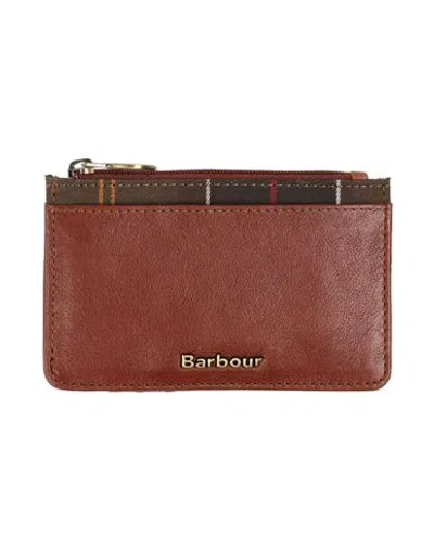Barbour Woman Cardholder Brown Size - Leather, Polyester, Cotton, Viscose