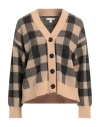 Barbour Wool Blend Cardigan With Check Pattern In Brown