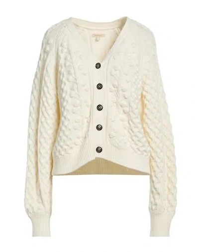 Barbour Woman Cardigan White Size 12 Cotton, Cashmere, Wool