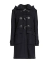 Barbour Woman Coat Navy Size 14 Virgin Wool, Polyamide In Black