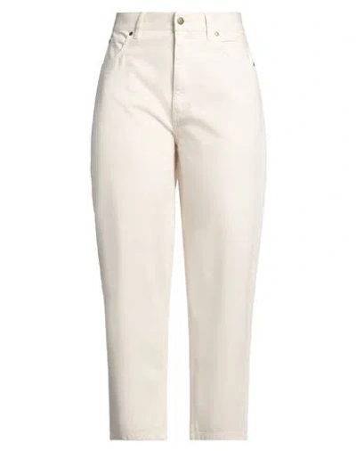 Barbour Woman Jeans Ivory Size 12 Cotton In White