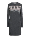 Barbour Woman Mini Dress Charcoal Size 10 Merino Wool, Viscose, Polyamide, Cashmere In Gray