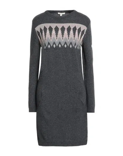 Barbour Woman Mini Dress Charcoal Size 10 Merino Wool, Viscose, Polyamide, Cashmere In Gray