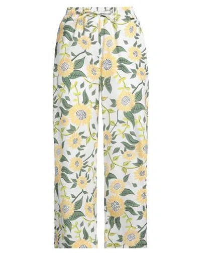 Barbour Woman Pants White Size 8 Cotton, Linen In Multi
