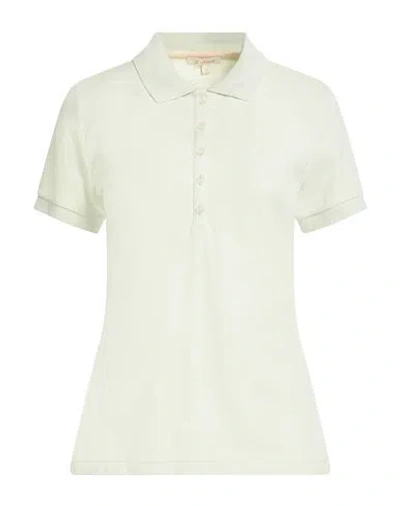 Barbour Woman Polo Shirt Light Green Size 14 Cotton, Elastane In White