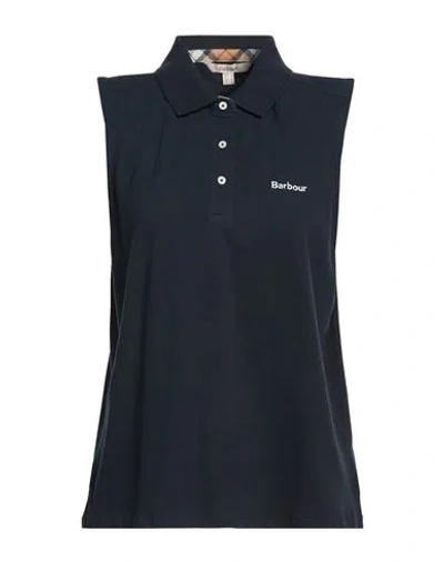 Barbour Woman Polo Shirt Navy Size 10 Cotton, Elastane In Black