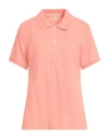 Barbour Woman Polo Shirt Salmon Pink Size 14 Cotton, Elastane