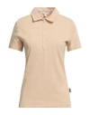 Barbour Woman Polo Shirt Sand Size 6 Cotton, Elastane In Neutral