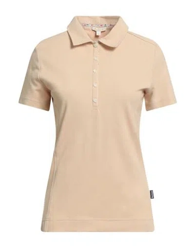 Barbour Woman Polo Shirt Sand Size 6 Cotton, Elastane In Neutral