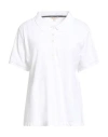 Barbour Woman Polo Shirt White Size 14 Cotton, Elastane