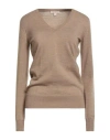 Barbour Woman Sweater Camel Size 12 Merino Wool In Brown