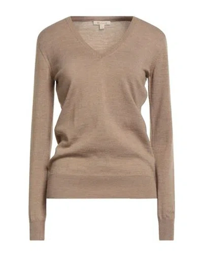 Barbour Woman Sweater Camel Size 12 Merino Wool In Brown