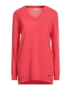 Barbour Woman Sweater Coral Size 6 Wool, Viscose, Polyamide, Cashmere In Red