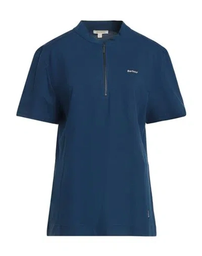 Barbour Woman T-shirt Navy Size 12 Cotton, Elastane In Blue
