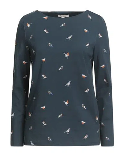 Barbour Woman T-shirt Navy Size 6 Cotton, Elastane In Blue