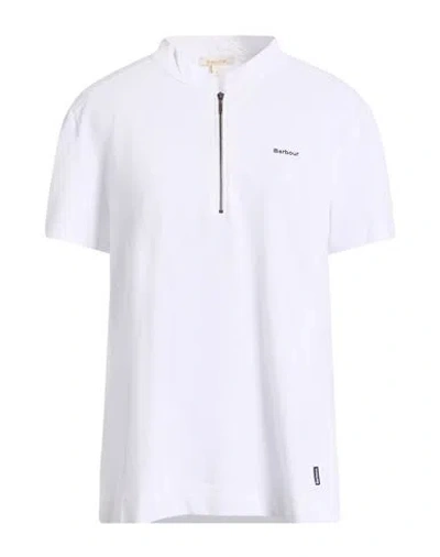 Barbour Woman T-shirt White Size 12 Cotton, Elastane