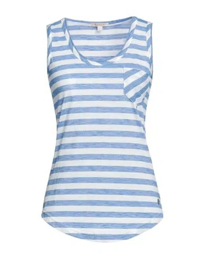 Barbour Woman Tank Top Blue Size 12 Polyester, Viscose, Cotton