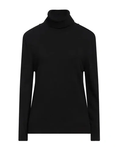 Barbour Woman Turtleneck Black Size 10 Wool, Cotton In Blue