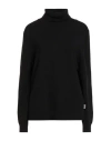 Barbour Woman Turtleneck Black Size 12 Wool, Cotton