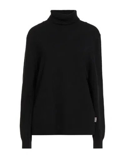 Barbour Woman Turtleneck Black Size 12 Wool, Cotton