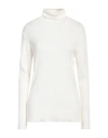 Barbour Woman Turtleneck Cream Size 6 Cotton, Polyamide In White