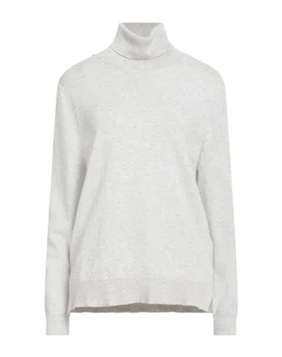 Barbour Woman Turtleneck Light Grey Size 10 Wool, Cotton