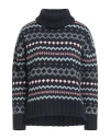 Barbour Woman Turtleneck Midnight Blue Size 14 Wool, Polyamide In Blue