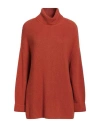 Barbour Woman Turtleneck Rust Size 14 Cotton, Wool In Red