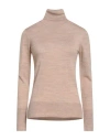 Barbour Woman Turtleneck Sand Size 14 Merino Wool In Neutral
