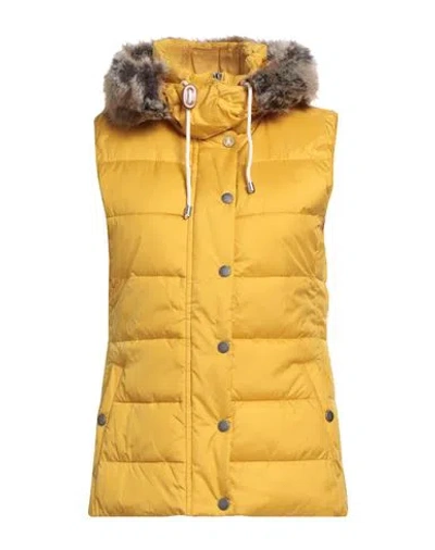 Barbour Woman Vest Yellow Size 12 Polyester