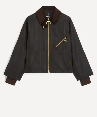 Barbour Arlene Checked Waxed Jacket In Gray